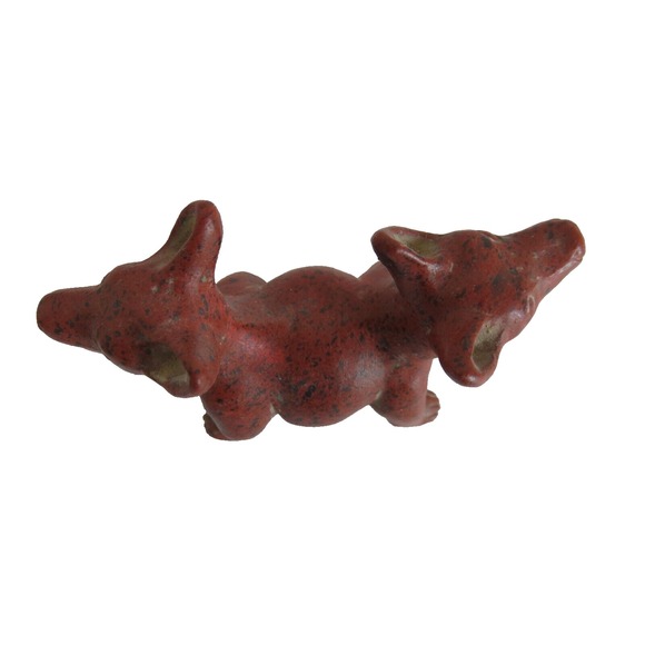 Rare Pre-Columbian Redware Colima Dog 2 Headed Figurine Replica 3.5" x 1.5" x 2" - Picture 8 of 13